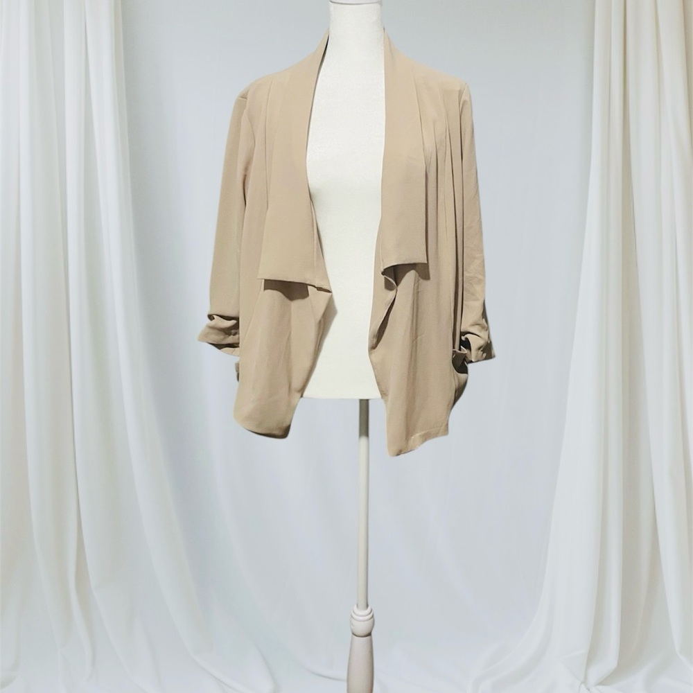 Chic Tan Open Front Blazer jacket